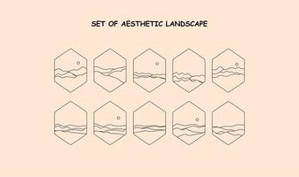 impostato di estetico paesaggio. astratto linea paesaggio vettore