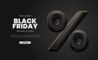 3d per cento simbolo per vendita offrire sconto promozione a nero Venerdì shopping giorno super mega bis vendita con splendore leggero vettore