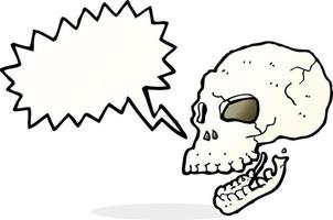 cartone animato spaventoso cranio con discorso bolla vettore
