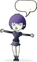 cartone animato vampiro ragazza con discorso bolla vettore