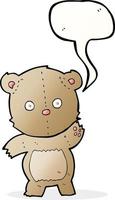 cartone animato orsacchiotto orso con discorso bolla vettore