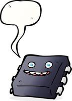 cartone animato computer patata fritta con discorso bolla vettore