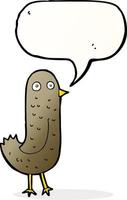 divertente cartone animato uccello con discorso bolla vettore