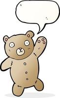 cartone animato carino orsacchiotto orso con discorso bolla vettore