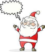 cartone animato contento Santa Claus con discorso bolla vettore