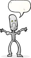 cartone animato divertente robot con discorso bolla vettore
