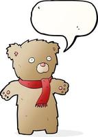 cartone animato orsacchiotto orso con discorso bolla vettore