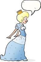 cartone animato Principessa con discorso bolla vettore