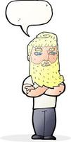cartone animato grave uomo con barba con discorso bolla vettore