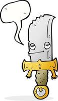 coltello cartone animato personaggio con discorso bolla vettore