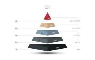 Infografica di affari di piramide 3d a 5 passaggi vettore