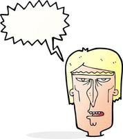 cartone animato arrabbiato viso con discorso bolla vettore