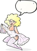 cartone animato donna mutevole con discorso bolla vettore