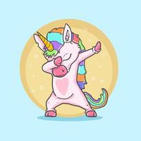 unicorno carino facendo danza cool vettore