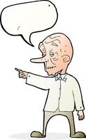 cartone animato vecchio uomo puntamento con discorso bolla vettore