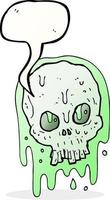 cartone animato viscido cranio con discorso bolla vettore
