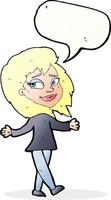 fatica gratuito donna cartone animato con discorso bolla vettore
