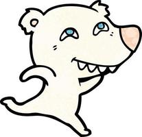 cartone animato polare orso mostrando denti vettore