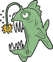 cartone animato lanterna pesce vettore