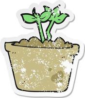 retrò afflitto etichetta di un' cartone animato germinazione pianta vettore