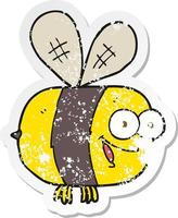 adesivo angosciato retrò di un'ape cartone animato vettore