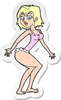 adesivo di una donna cartone animato in lingerie vettore