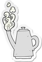 etichetta di un' cartone animato cottura a vapore caffè bollitore vettore