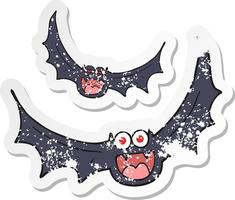 retrò afflitto etichetta di un' cartone animato Halloween pipistrelli vettore