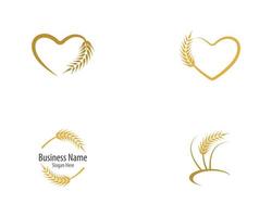 insieme di logo dell'icona a forma di cuore del grano vettore