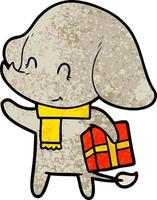 carino cartone animato Natale elefante vettore