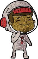 contento cartone animato astronauta vettore