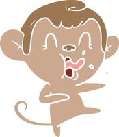 pazzo piatto colore stile cartone animato scimmia danza vettore