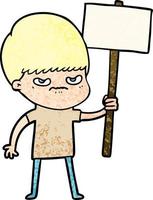 arrabbiato cartone animato ragazzo protestare vettore