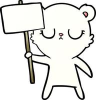 polare orso con protesta cartello cartone animato vettore