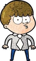 cartone animato nervoso ragazzo nel camicia e cravatta vettore