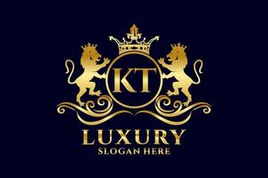 iniziale kt lettera Leone reale lusso logo modello nel vettore arte per lussuoso il branding progetti e altro vettore illustrazione.