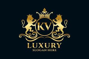 iniziale kv lettera Leone reale lusso logo modello nel vettore arte per lussuoso il branding progetti e altro vettore illustrazione.