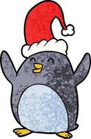 contento Natale pinguino vettore