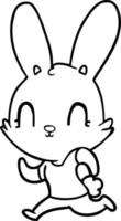 carino cartone animato coniglio in esecuzione vettore