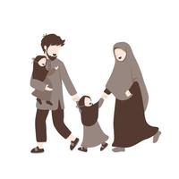 illustrazione della famiglia musulmana vettore