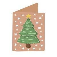 scarabocchio etichetta carino carta con Natale albero vettore
