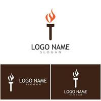 torcia con fiamma logo vettore illustrazione design