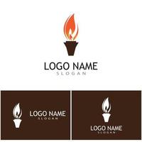 torcia con fiamma logo vettore illustrazione design
