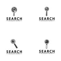 ricerca logo con ingrandimento bicchiere e occhio simbolo icona vettore