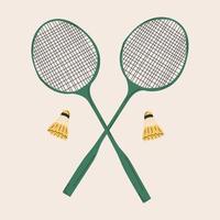 badminton racchetta e volani su bianca sfondo. attrezzature per badminton gioco sport. vettore illustrazione