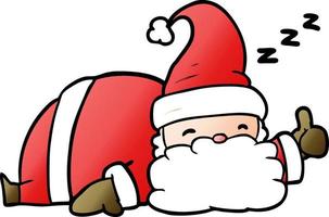 cartone animato assonnato Santa dando pollici su simbolo vettore