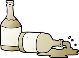 cartone animato birra bottiglie con rovesciato birra vettore
