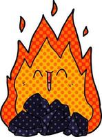 cartone animato sfolgorante carbone fuoco vettore