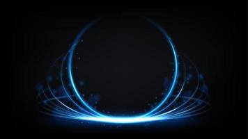 astratto blu cerchio leggero lusso effetto su buio sfondo vettore