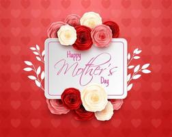 contento La madre di giorno con rosa fiori e cuori vettore